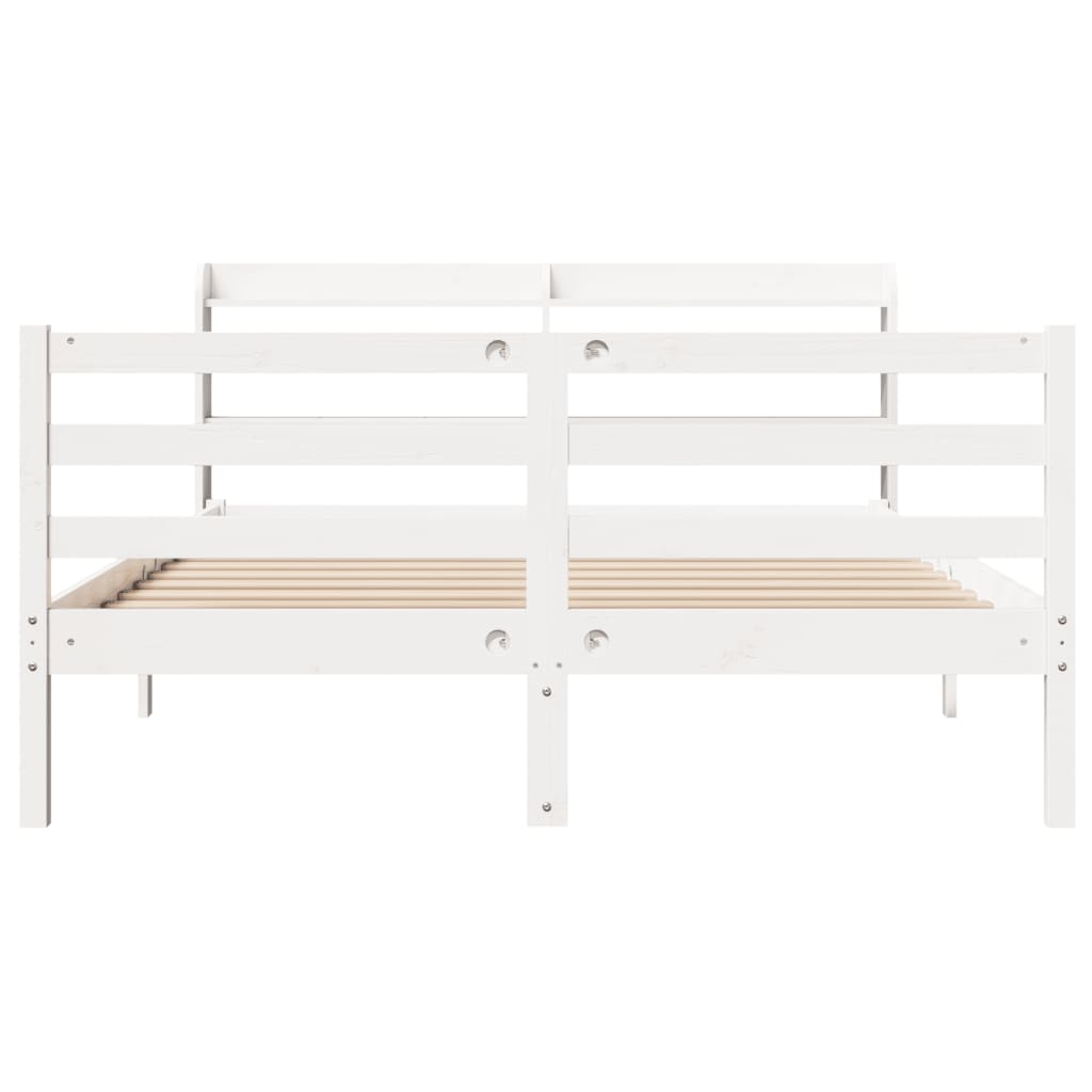 Bed Frame with Headboard without Mattress White 150x200 cm King Size